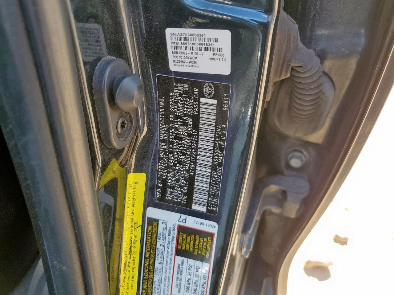 2015 TOYOTA CAMRY
