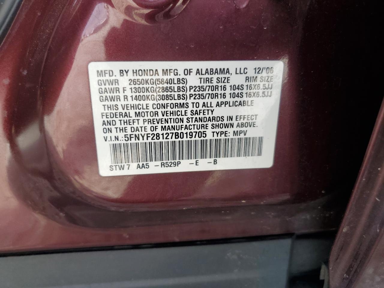 2007 HONDA PILOT