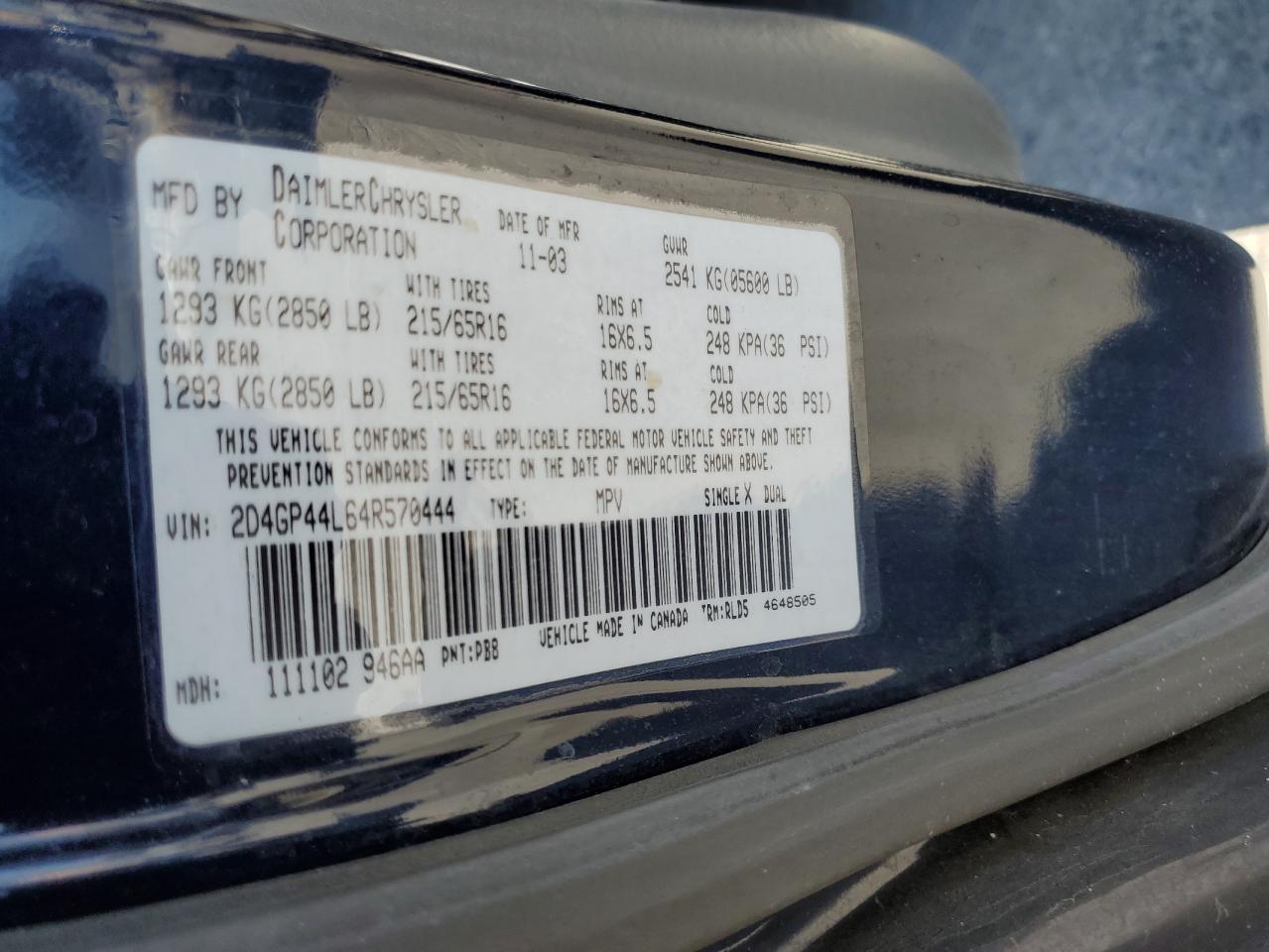 2004 DODGE GRAND CARAVAN
