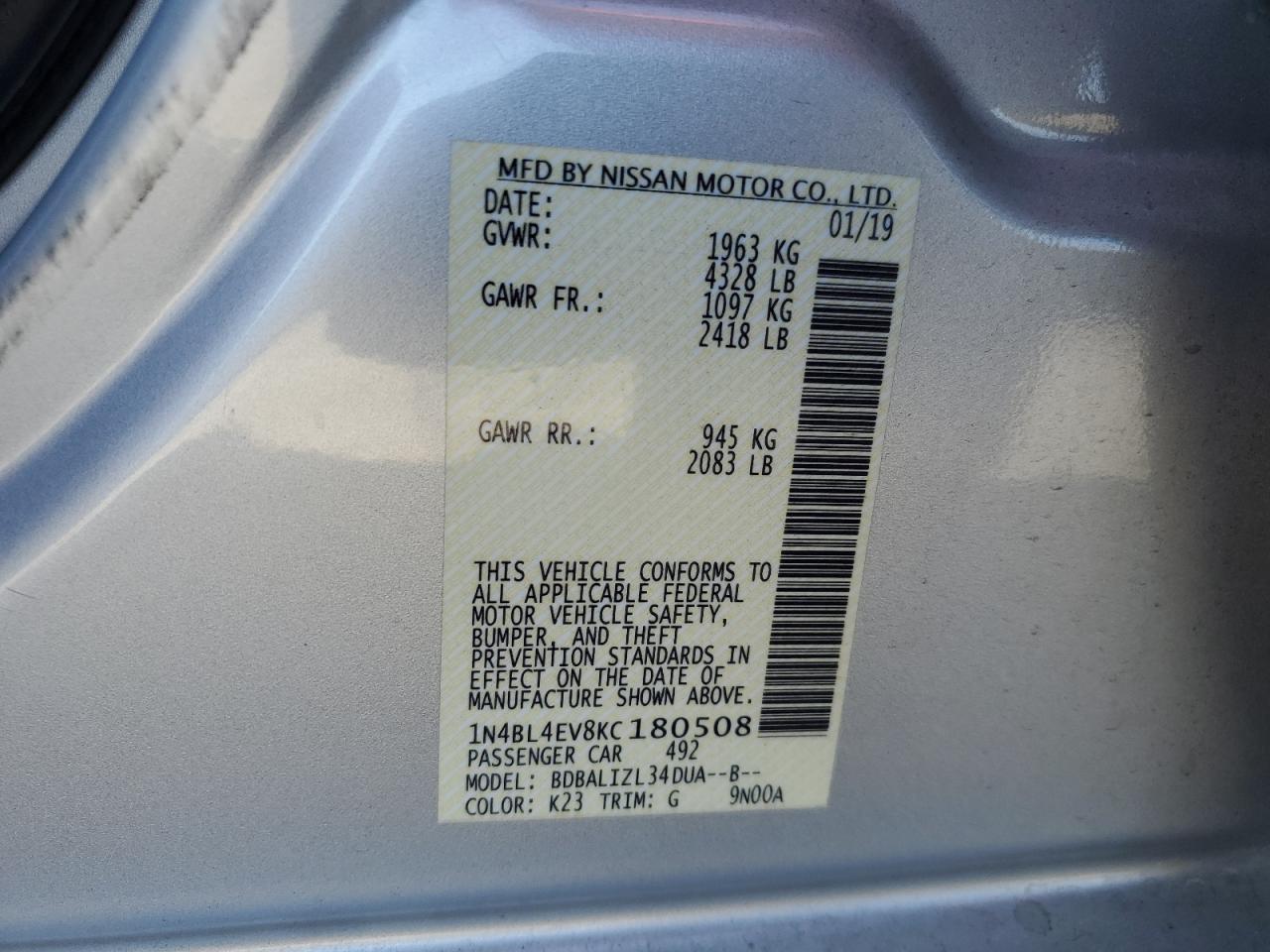 2019 NISSAN ALTIMA