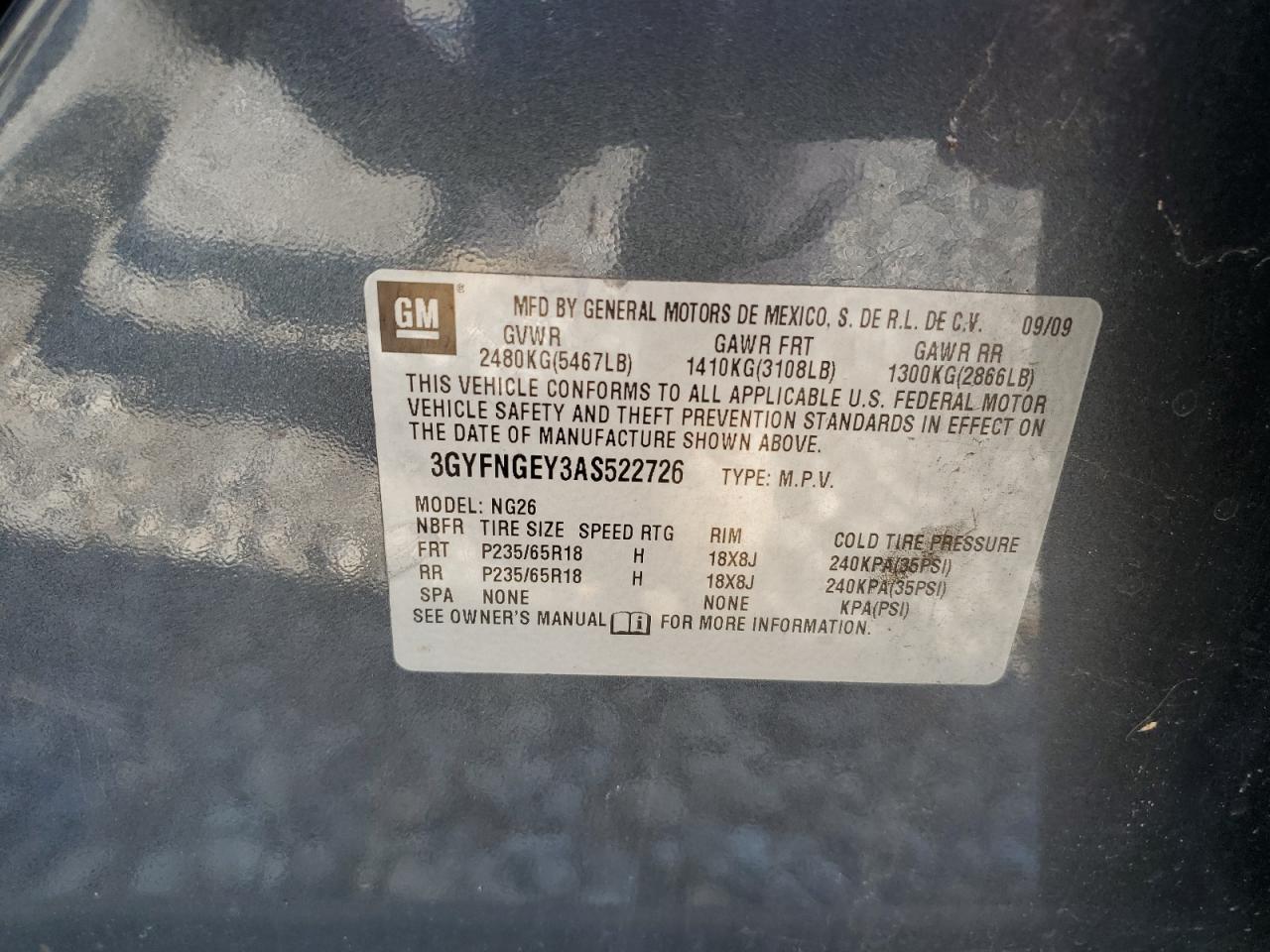 2010 CADILLAC SRX