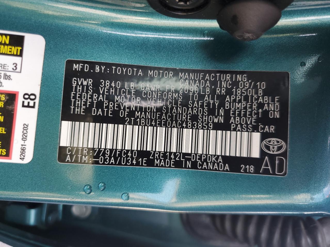 2010 TOYOTA COROLLA