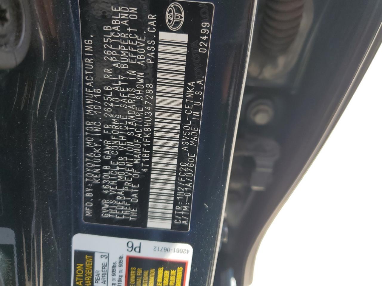 2017 TOYOTA CAMRY