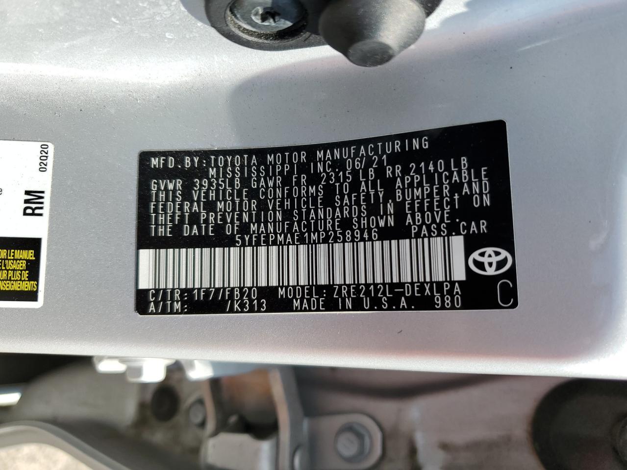 2021 TOYOTA COROLLA