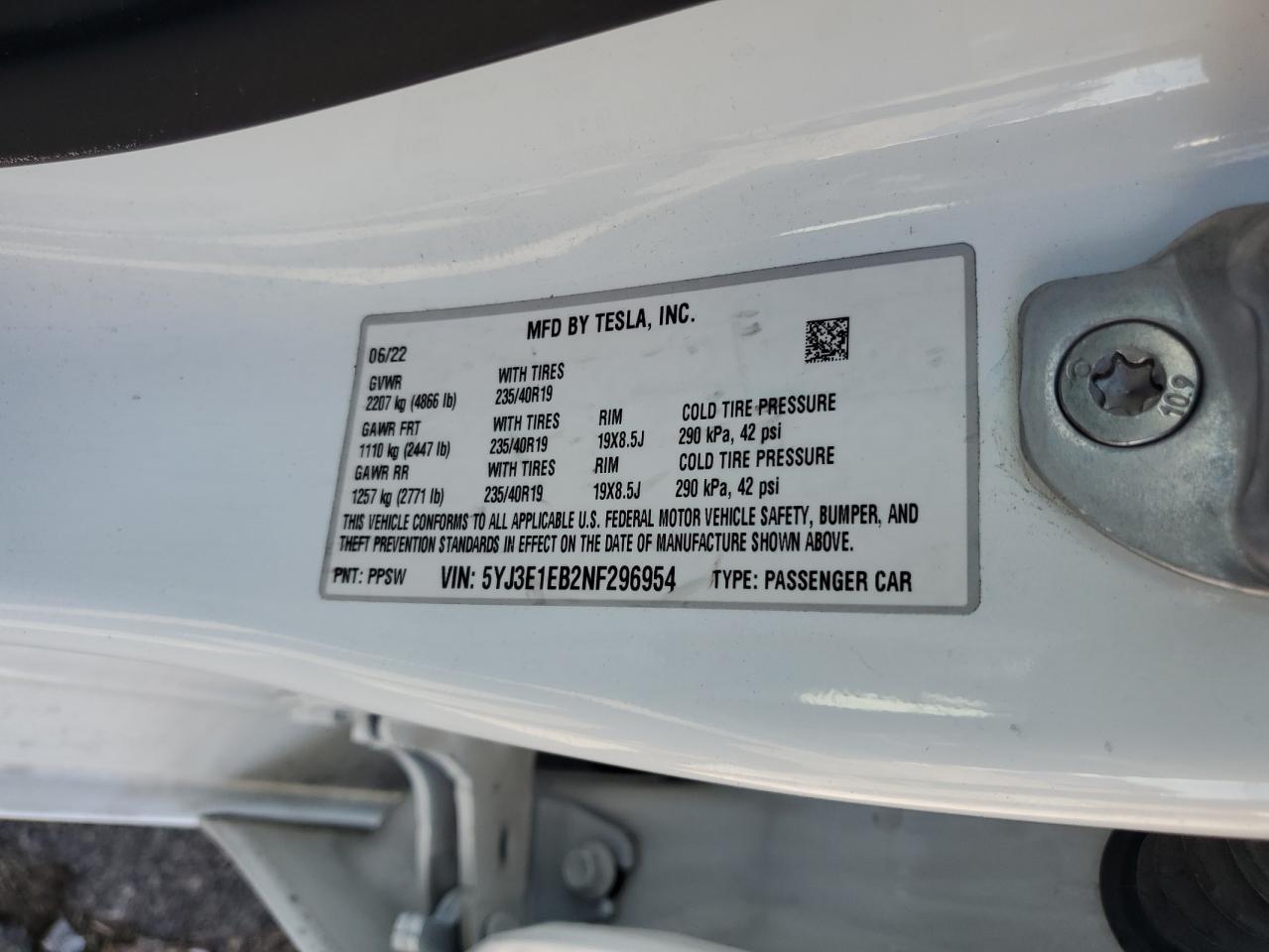 2022 TESLA MODEL 3