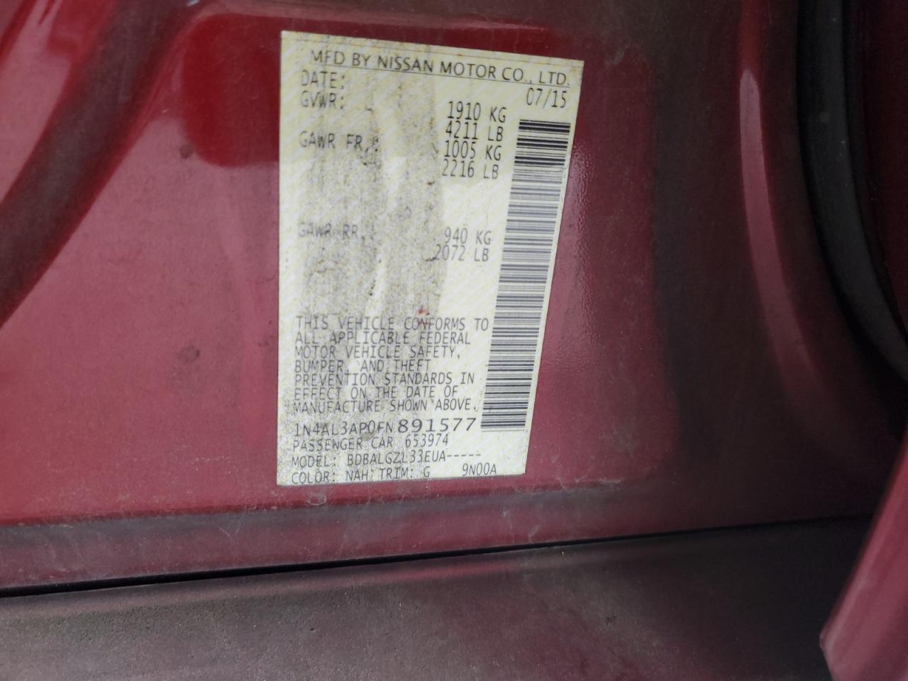 2015 NISSAN ALTIMA