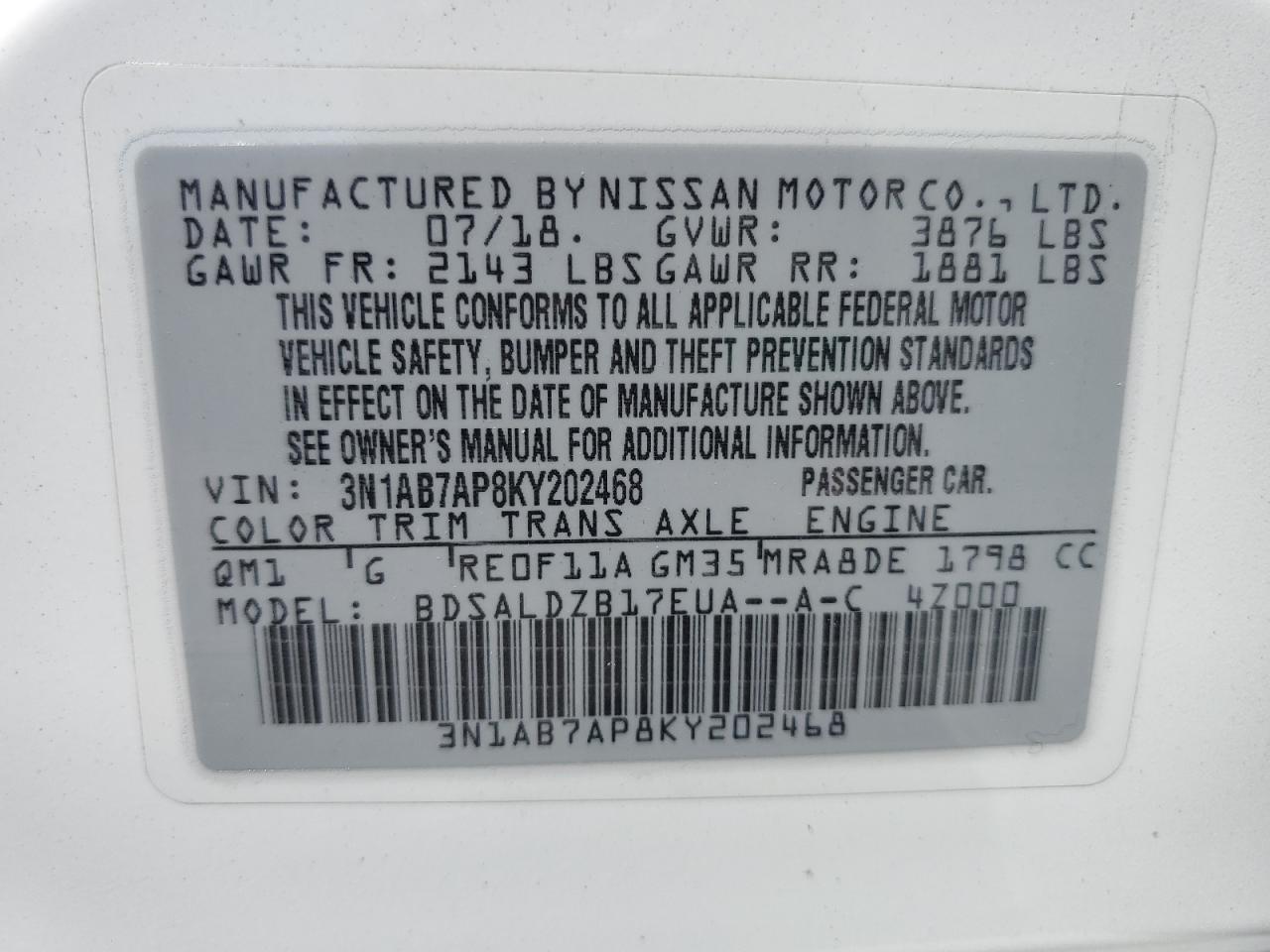 2019 NISSAN SENTRA