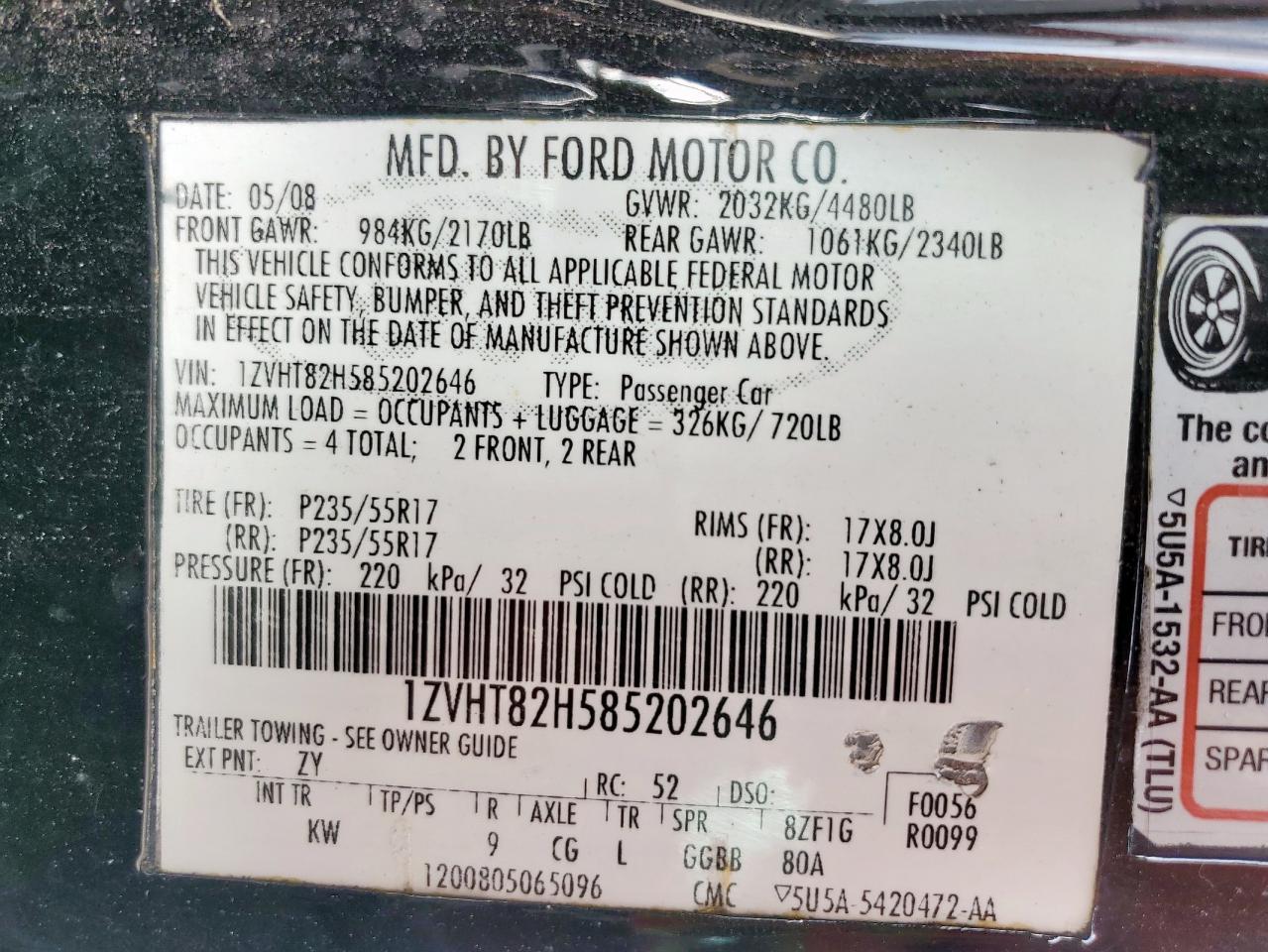 2008 FORD MUSTANG