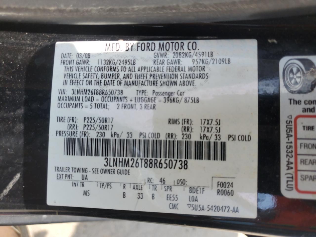 2008 LINCOLN MKZ