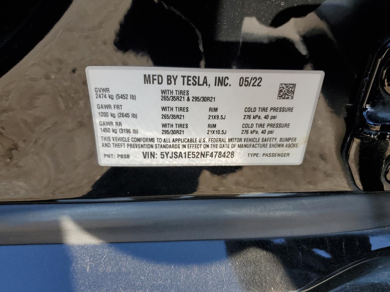 2022 TESLA MODEL S