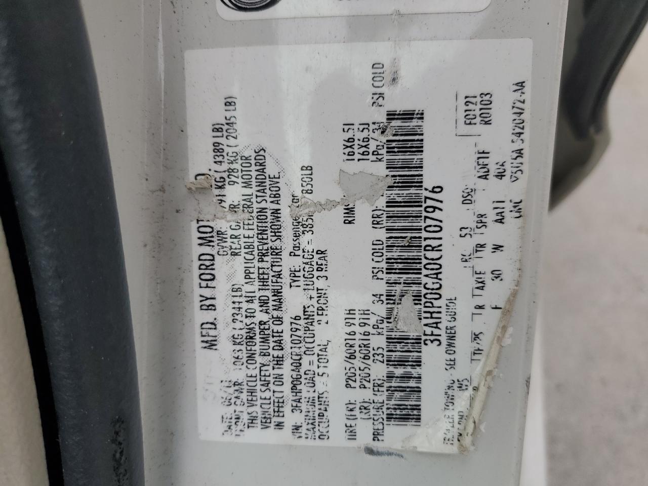 2012 FORD FUSION