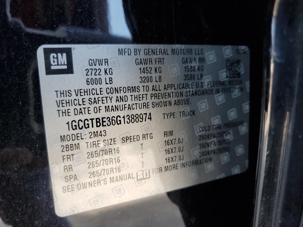 2016 CHEVROLET COLORADO