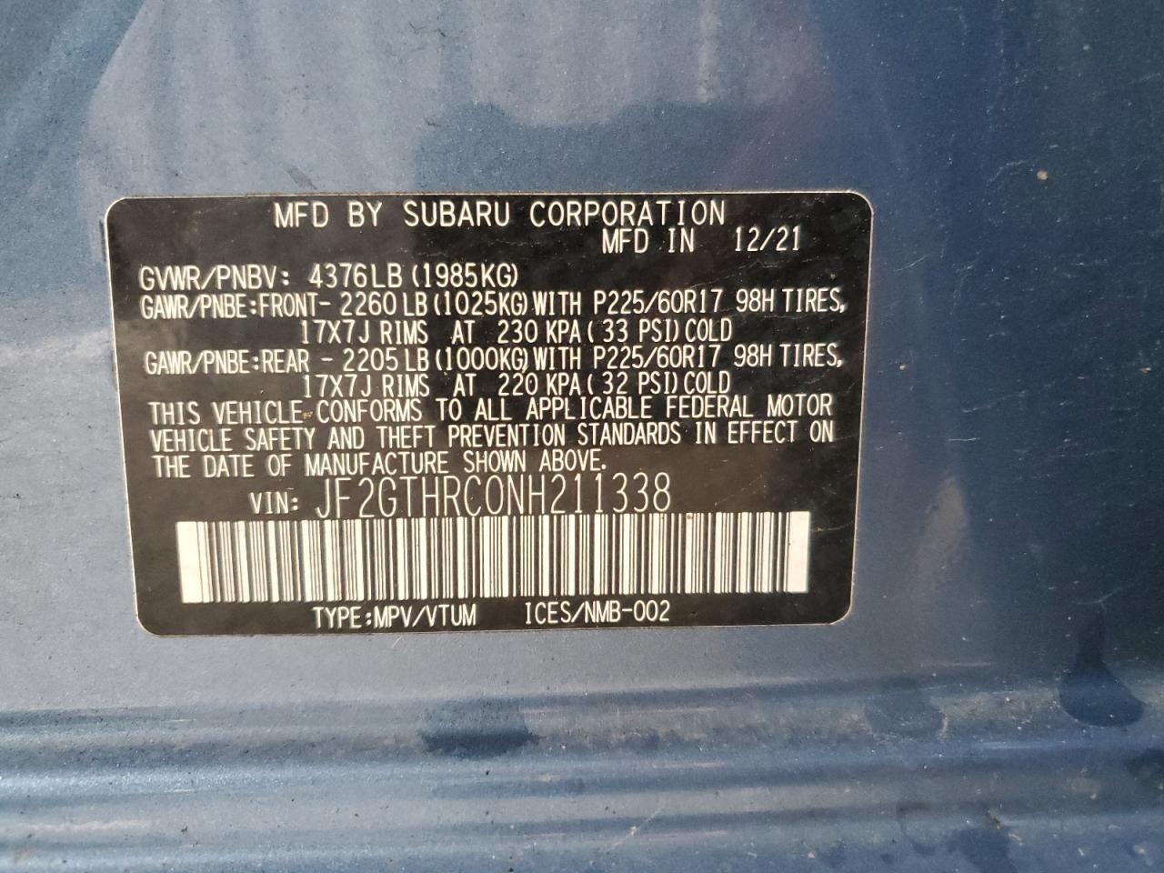2022 SUBARU Crosstrek