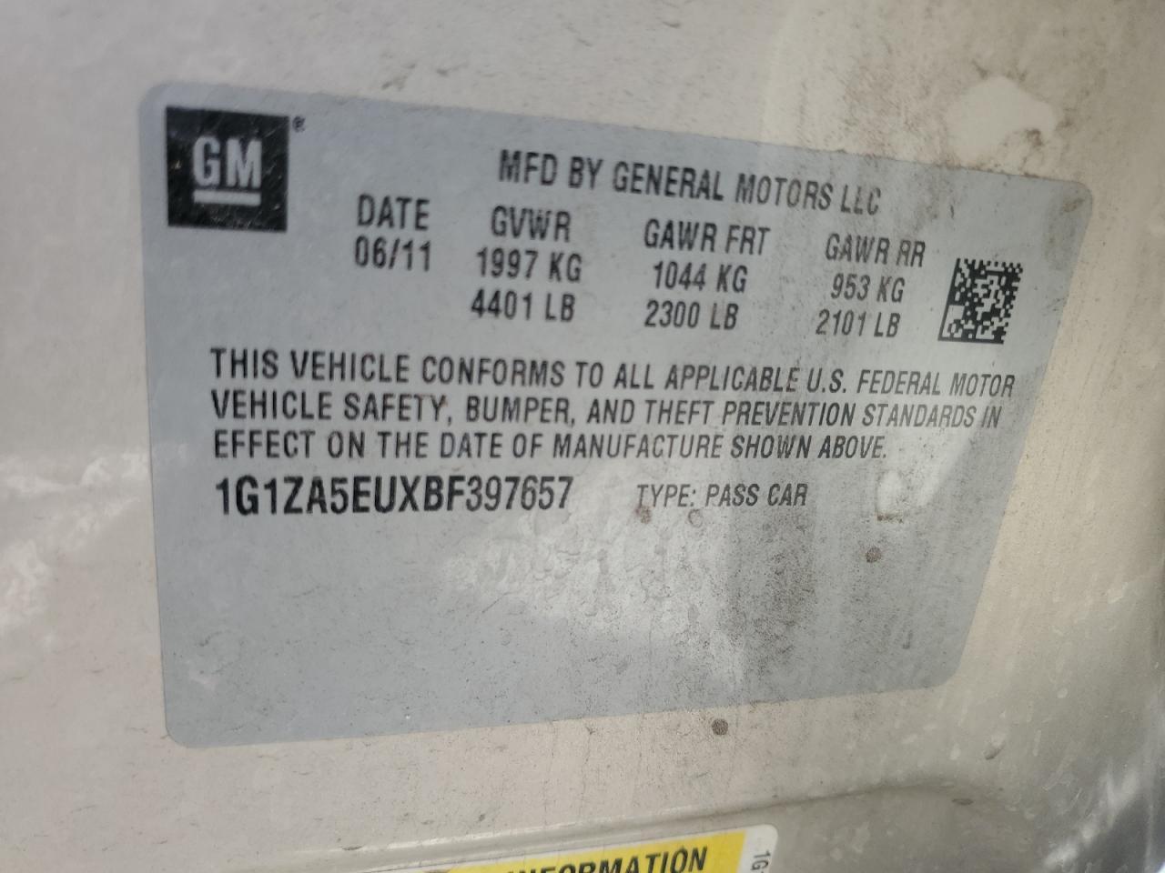 2011 CHEVROLET MALIBU