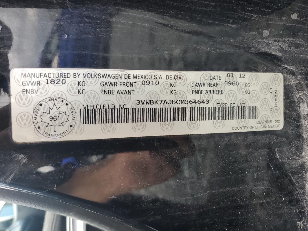2012 VOLKSWAGEN JETTA
