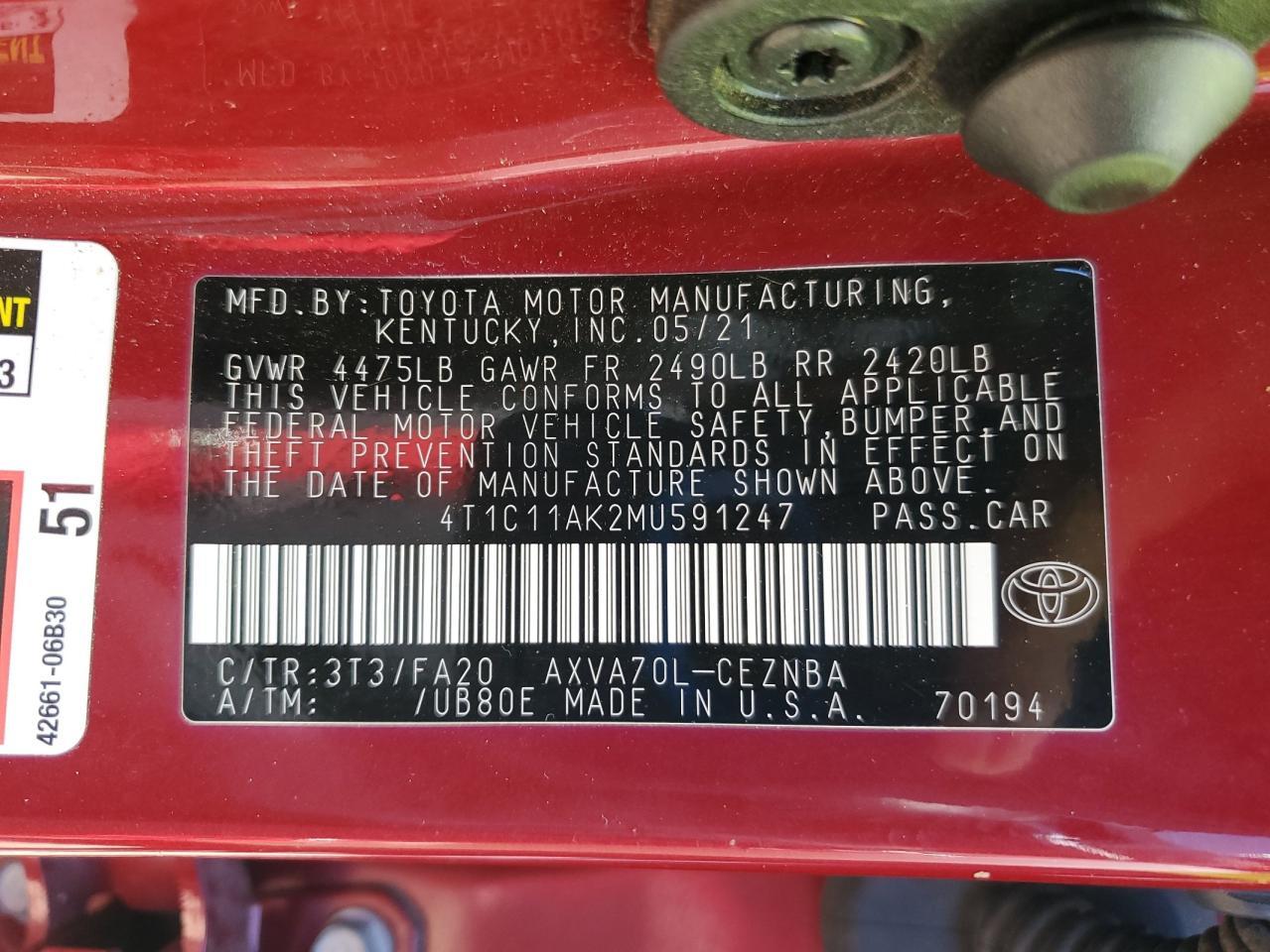 2021 TOYOTA CAMRY