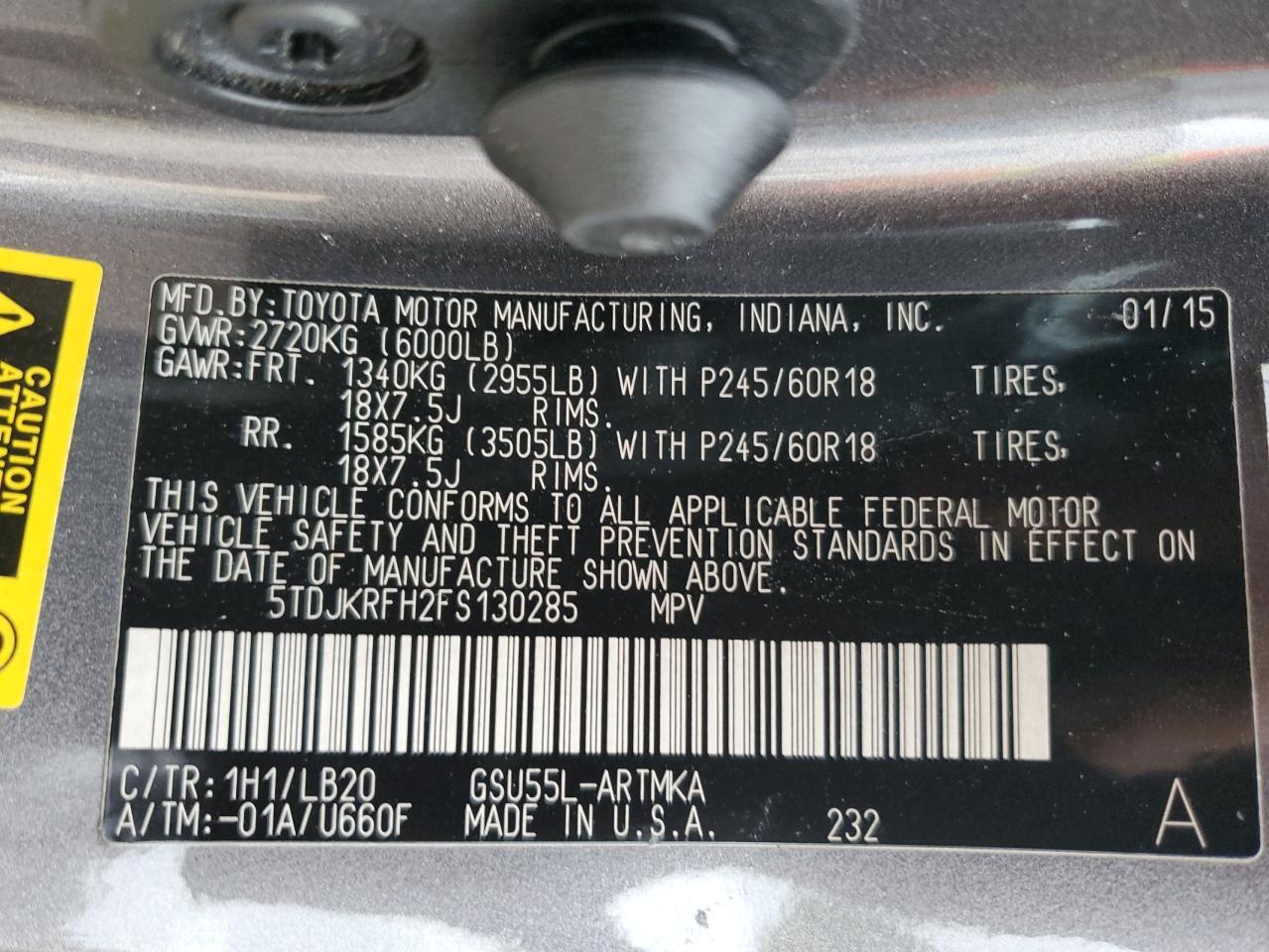 2015 TOYOTA HIGHLANDER