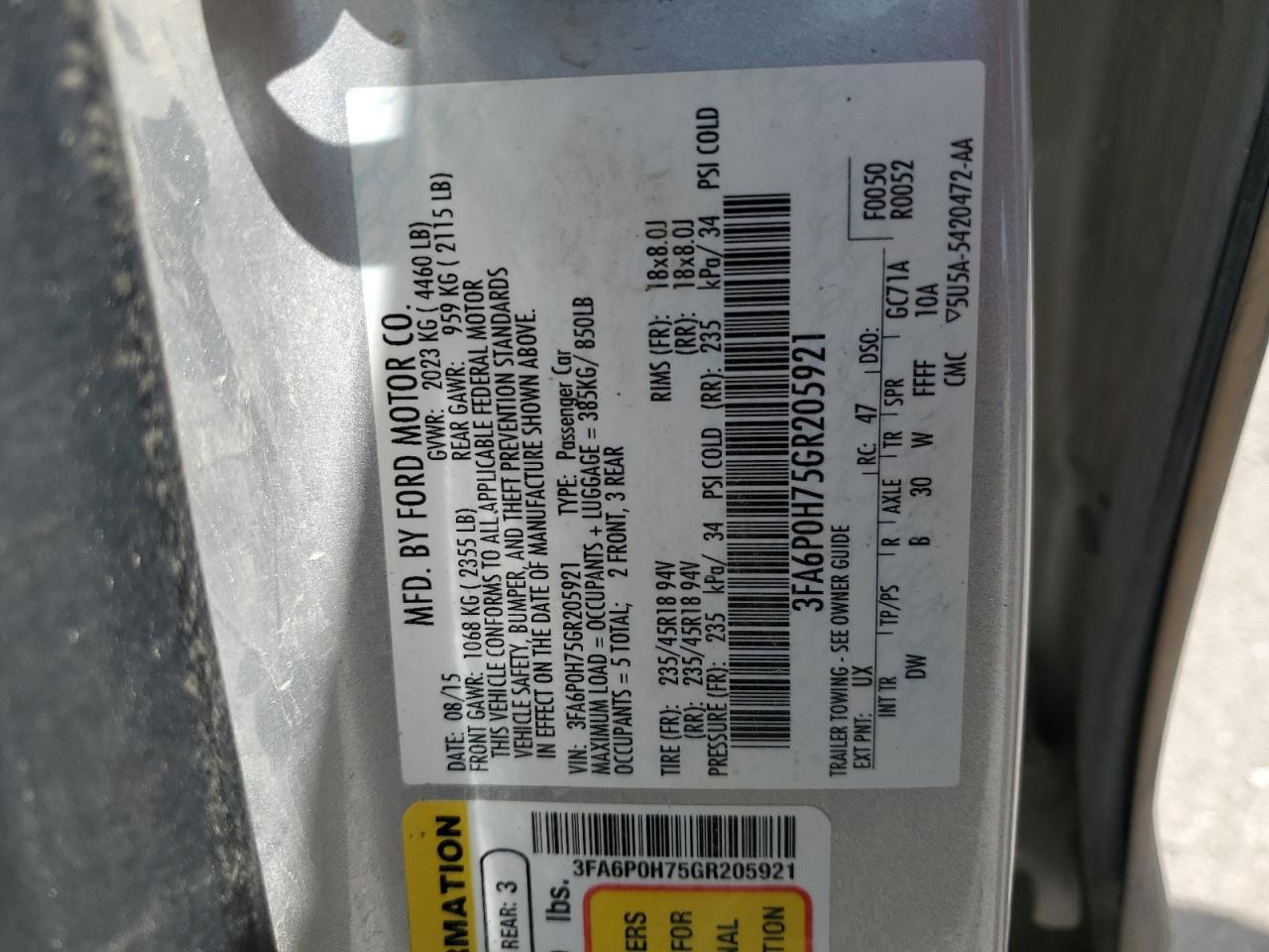 2016 FORD FUSION