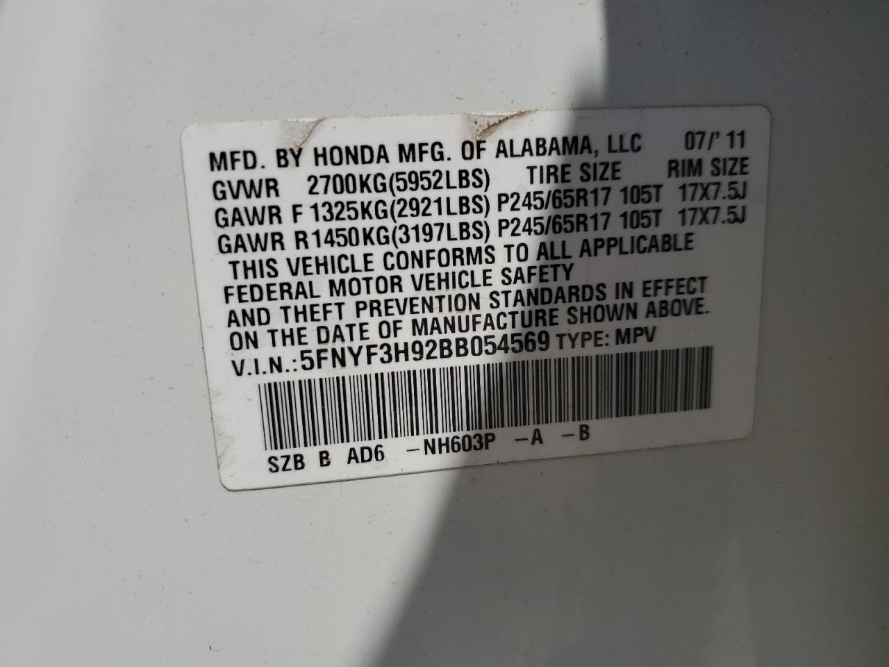 2011 HONDA PILOT