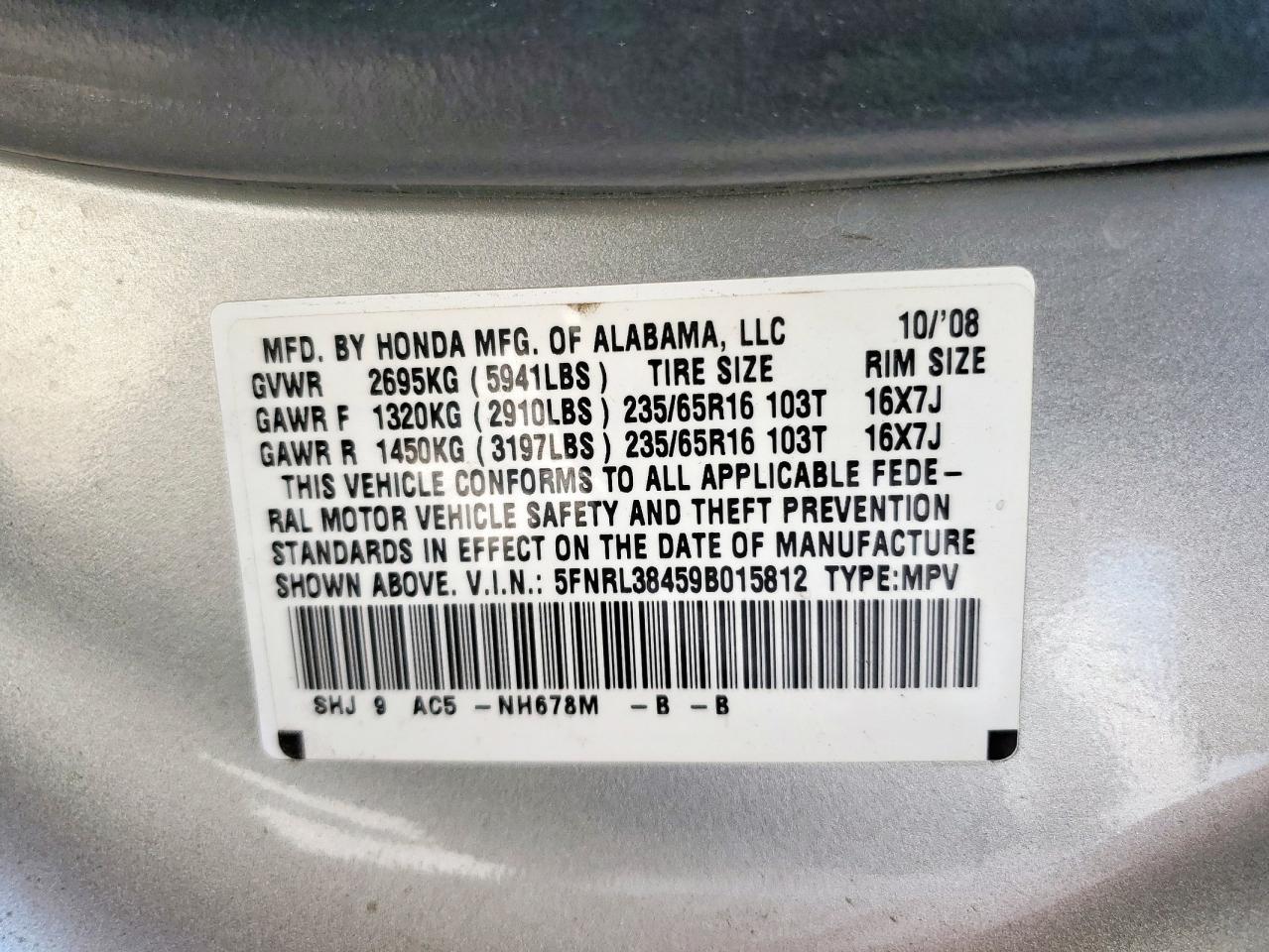 2009 HONDA ODYSSEY