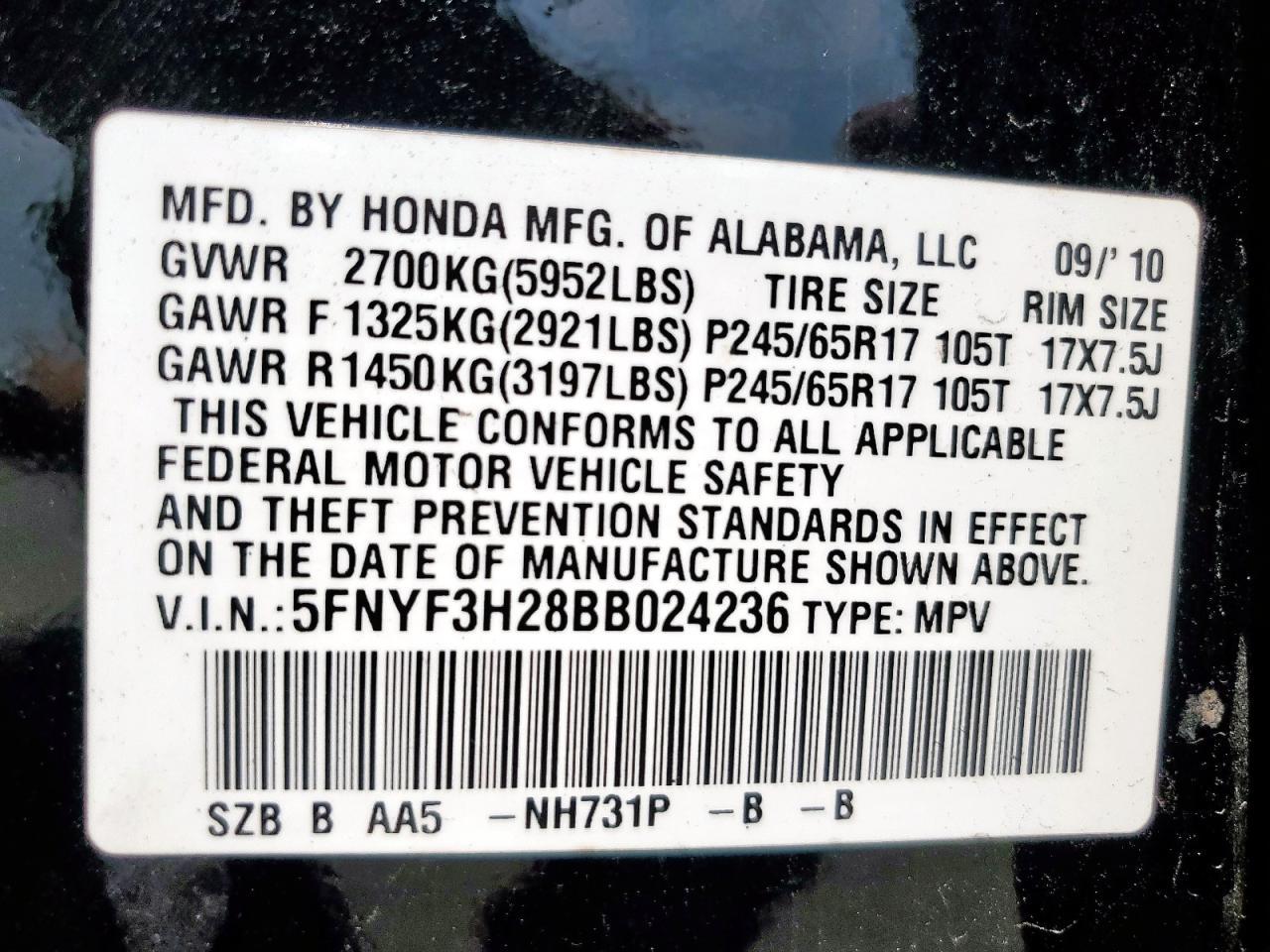 2011 HONDA PILOT