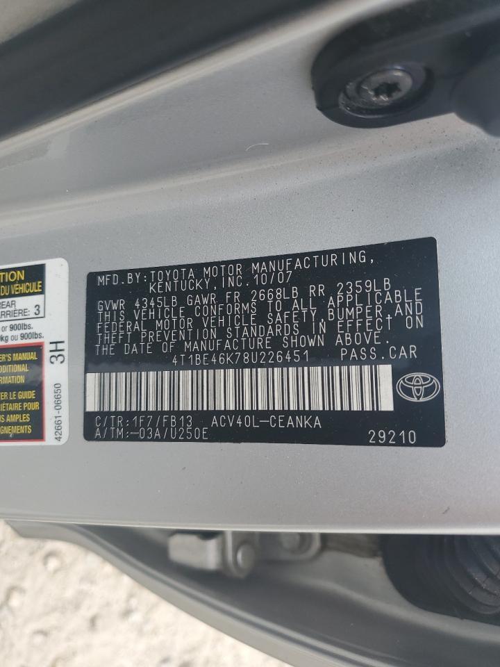 2008 TOYOTA CAMRY