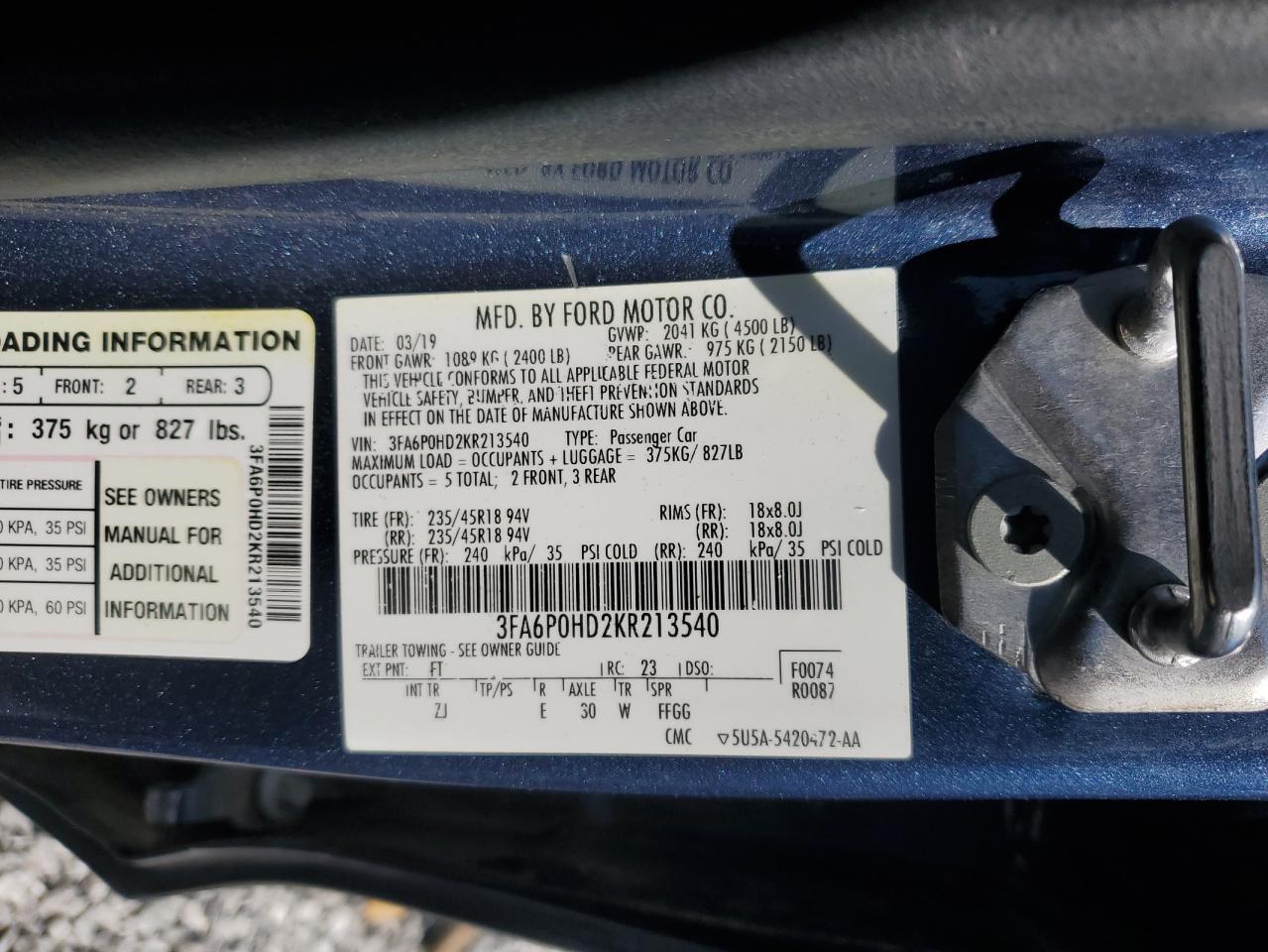 2019 FORD FUSION