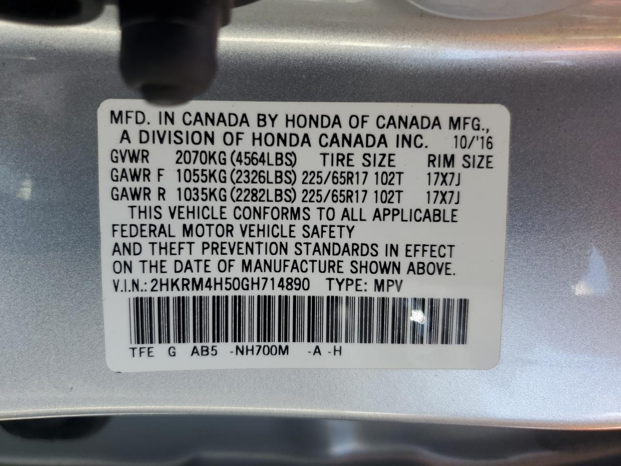 2016 HONDA CR-V