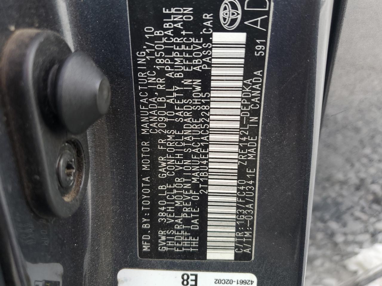 2010 TOYOTA COROLLA