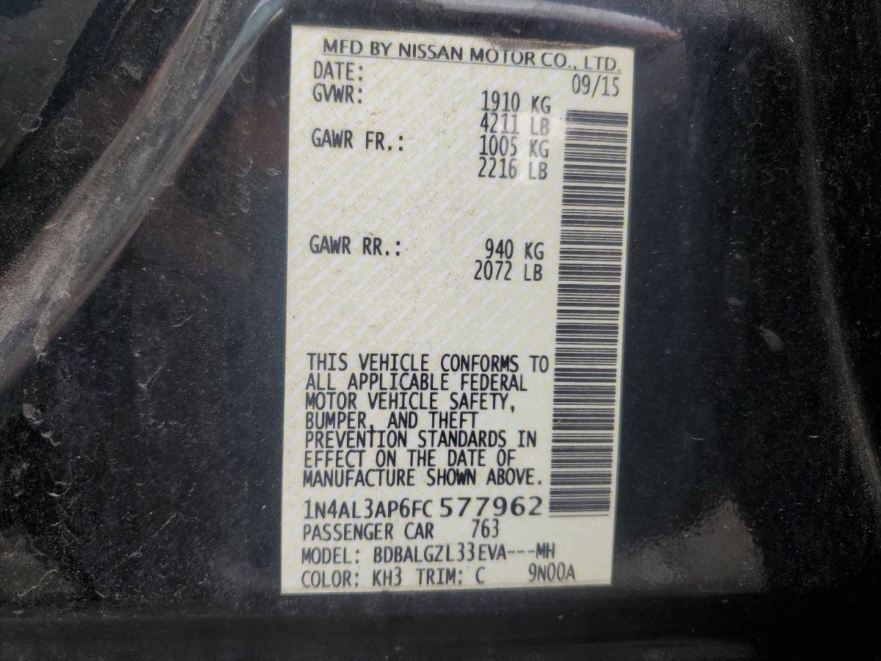 2015 NISSAN ALTIMA
