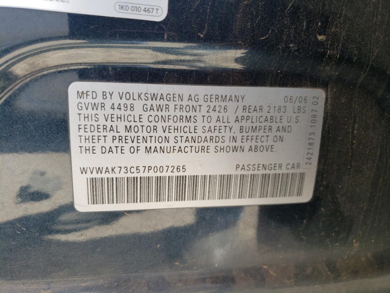 2007 VOLKSWAGEN Passat