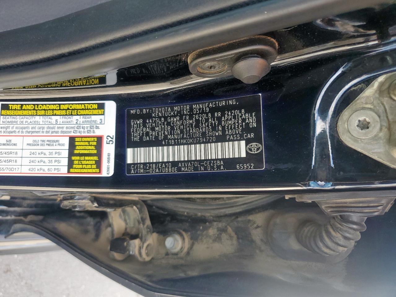 2019 TOYOTA CAMRY