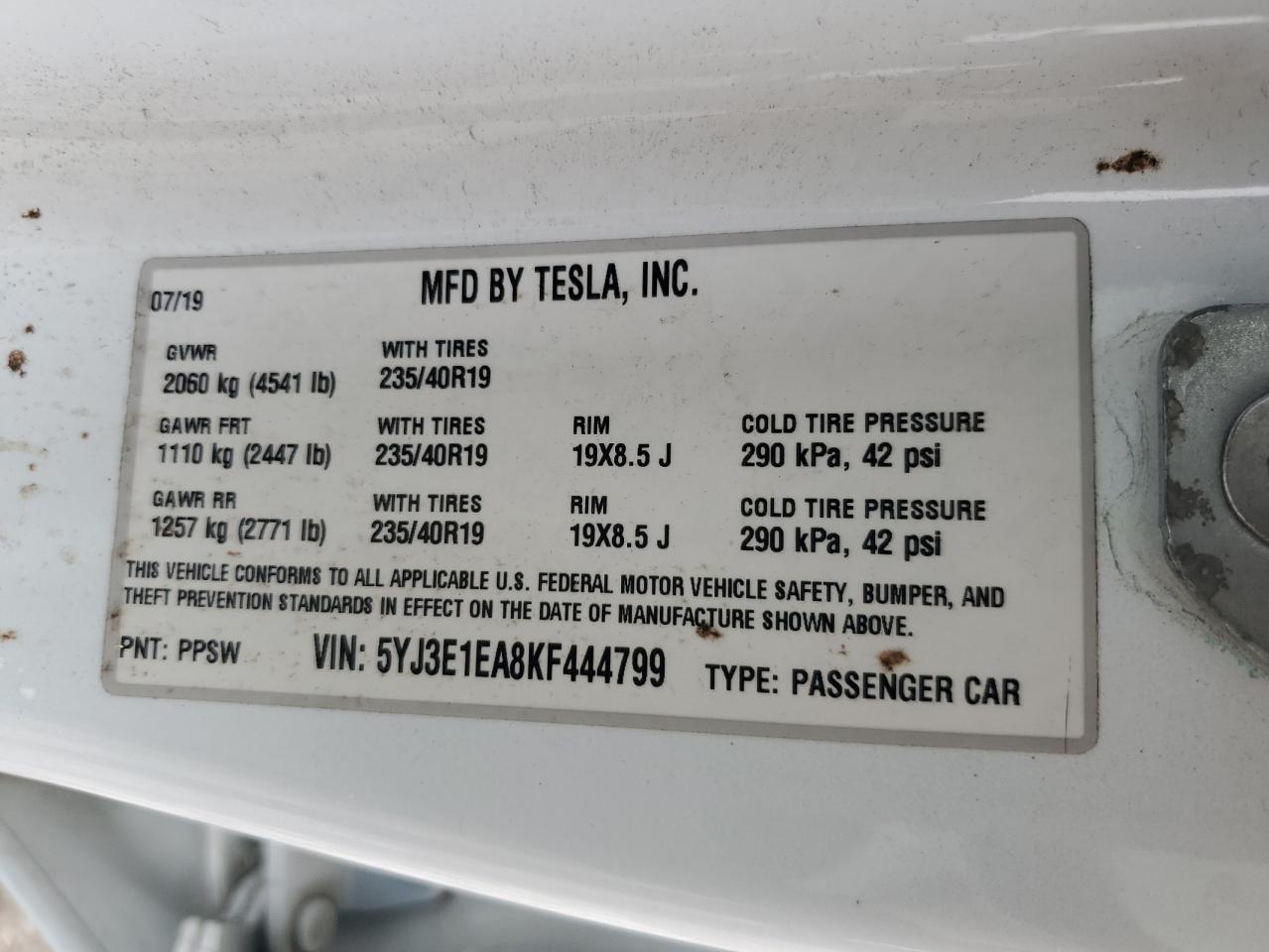 2019 TESLA MODEL 3