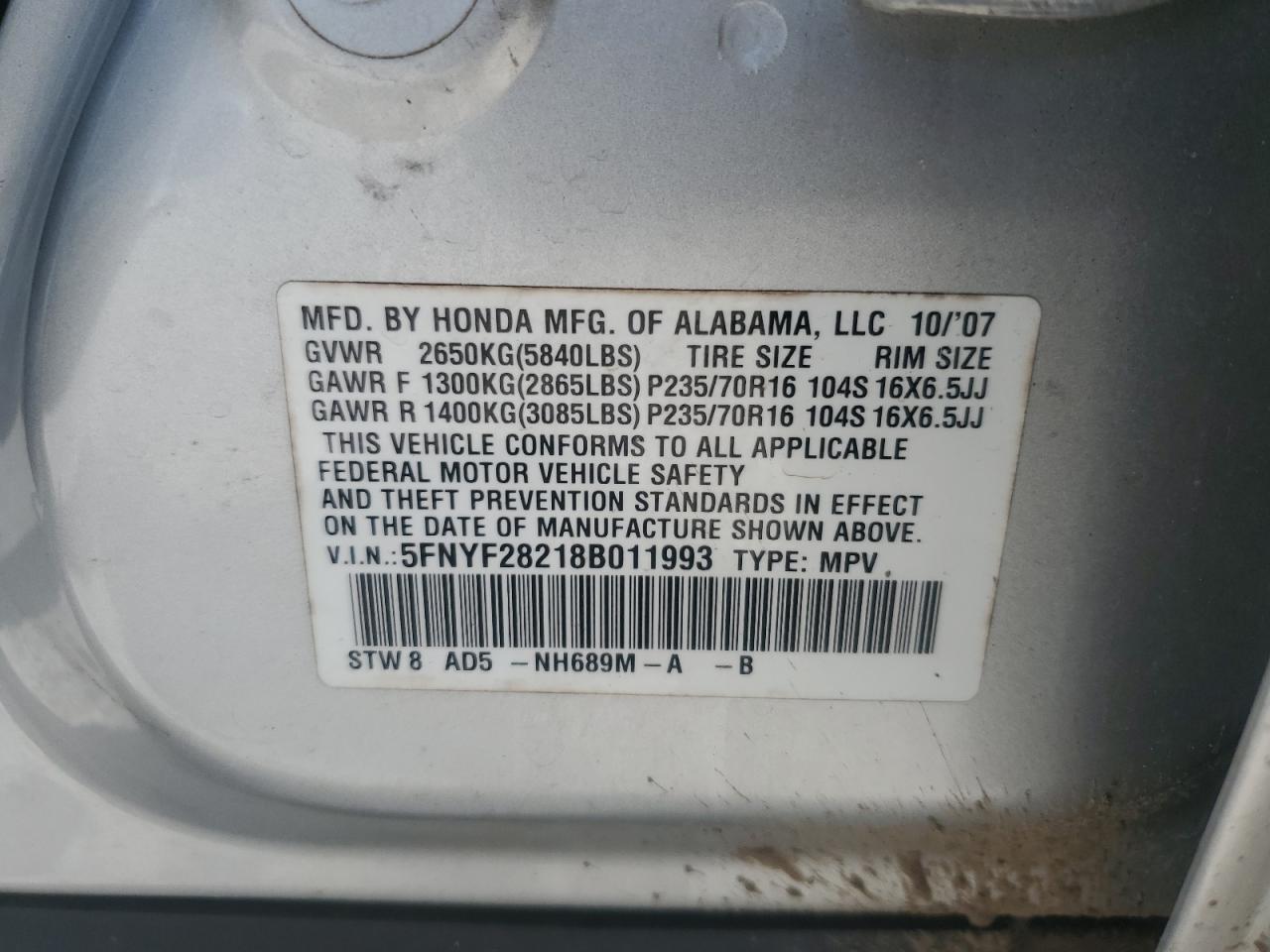 2008 HONDA PILOT