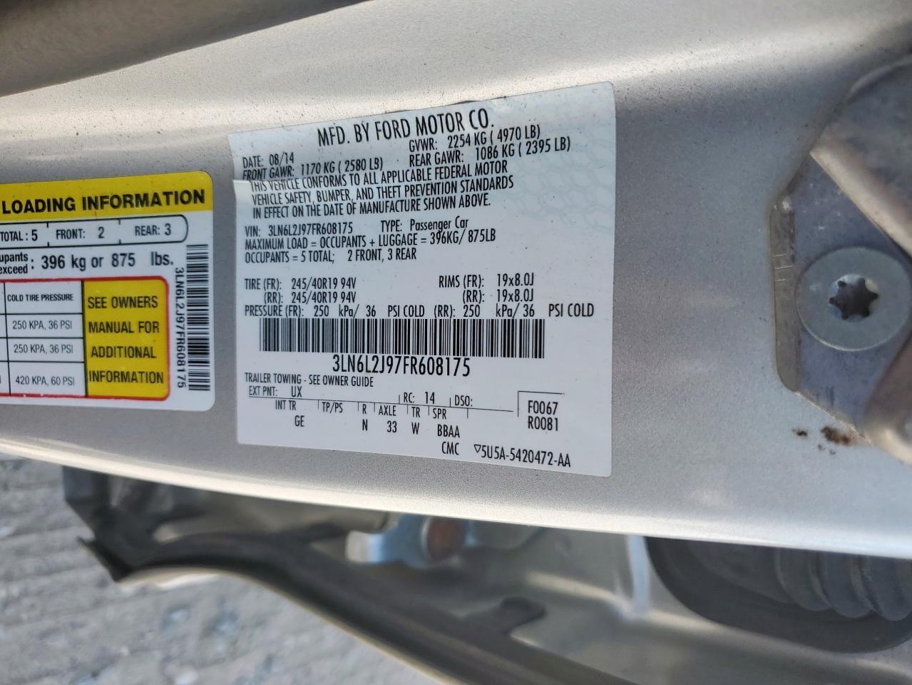 2015 LINCOLN MKZ