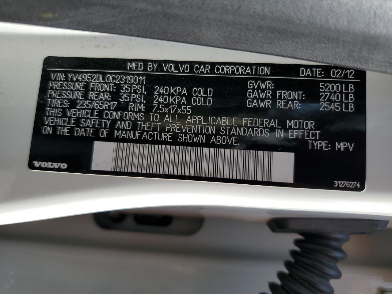 2012 VOLVO XC60