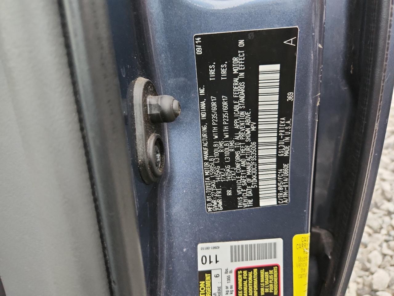 2015 TOYOTA SIENNA