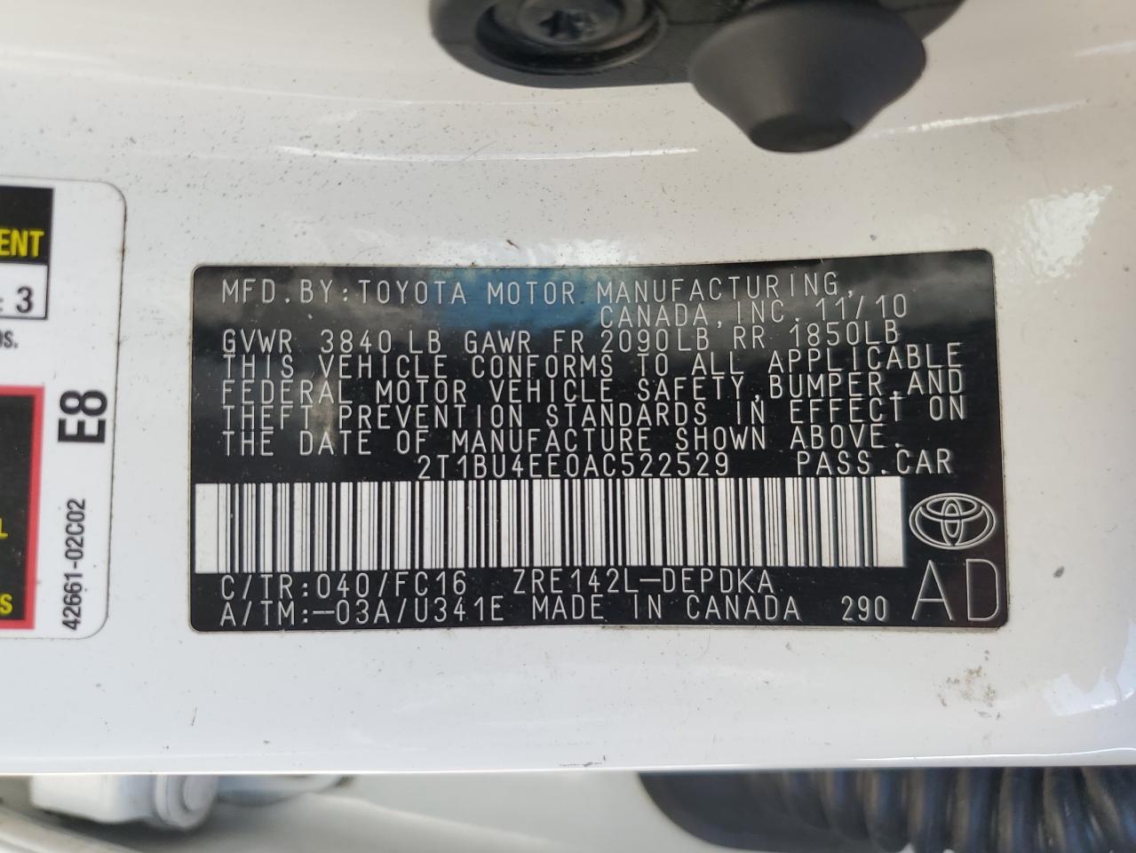 2010 TOYOTA COROLLA