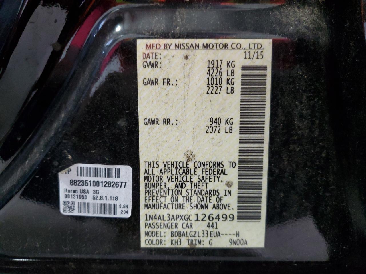 2016 NISSAN ALTIMA