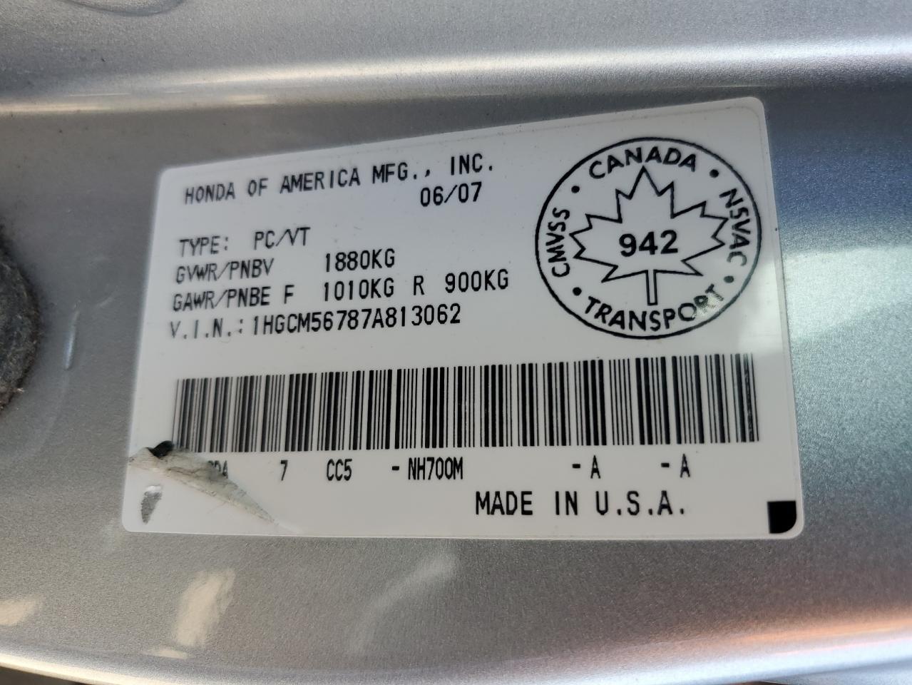 2007 HONDA ACCORD