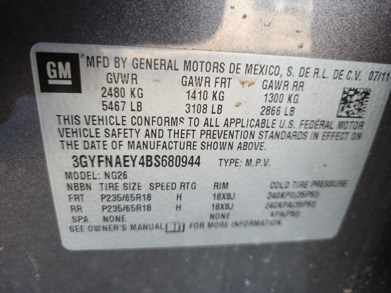 2011 CADILLAC SRX