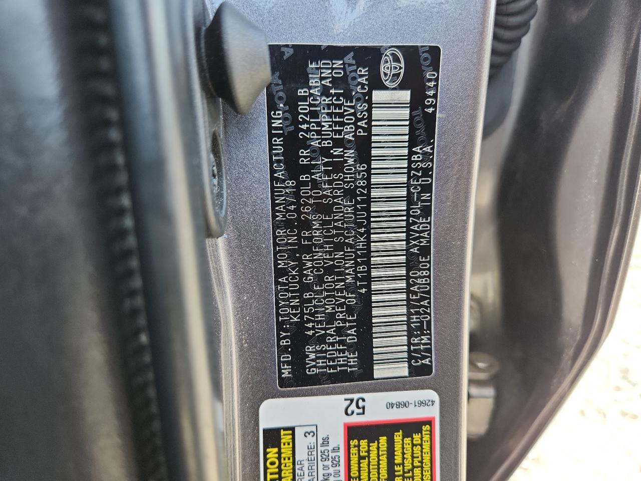 2018 TOYOTA CAMRY
