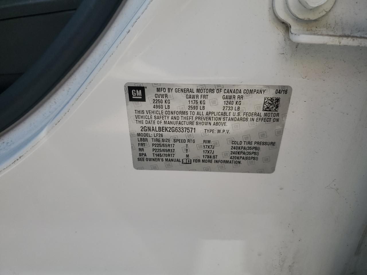 2016 CHEVROLET EQUINOX
