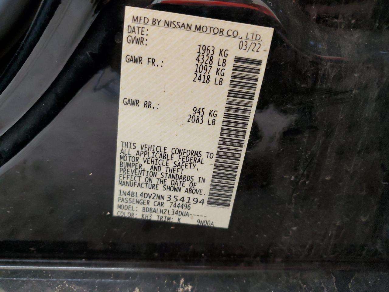 2022 NISSAN ALTIMA