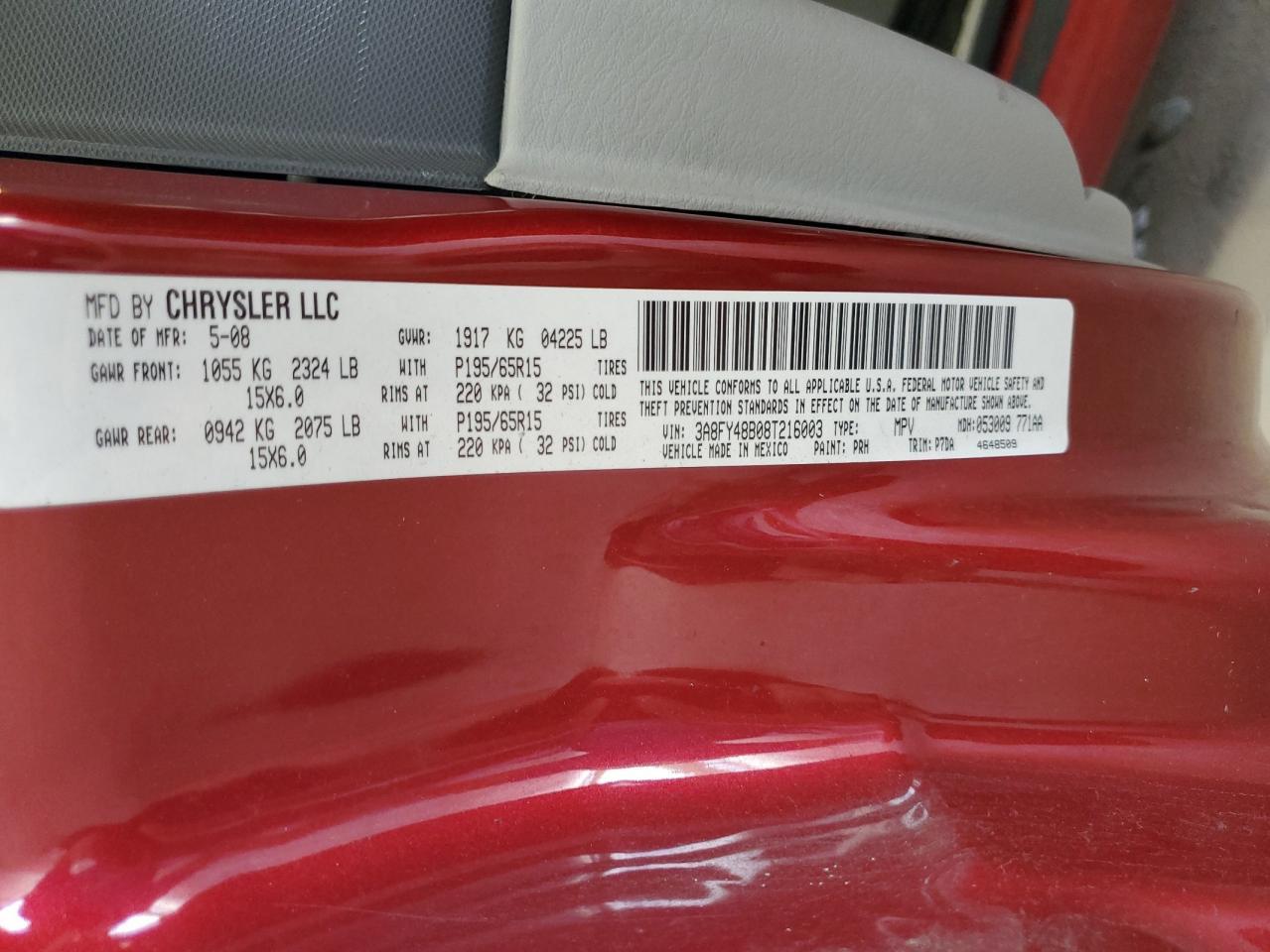 2008 CHRYSLER PT CRUISER