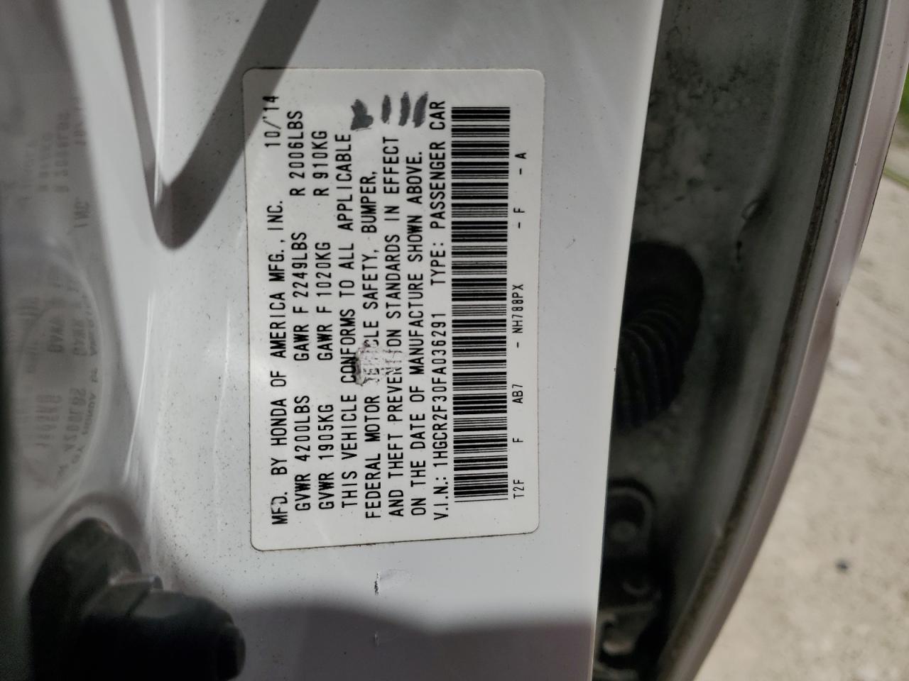 2015 HONDA ACCORD