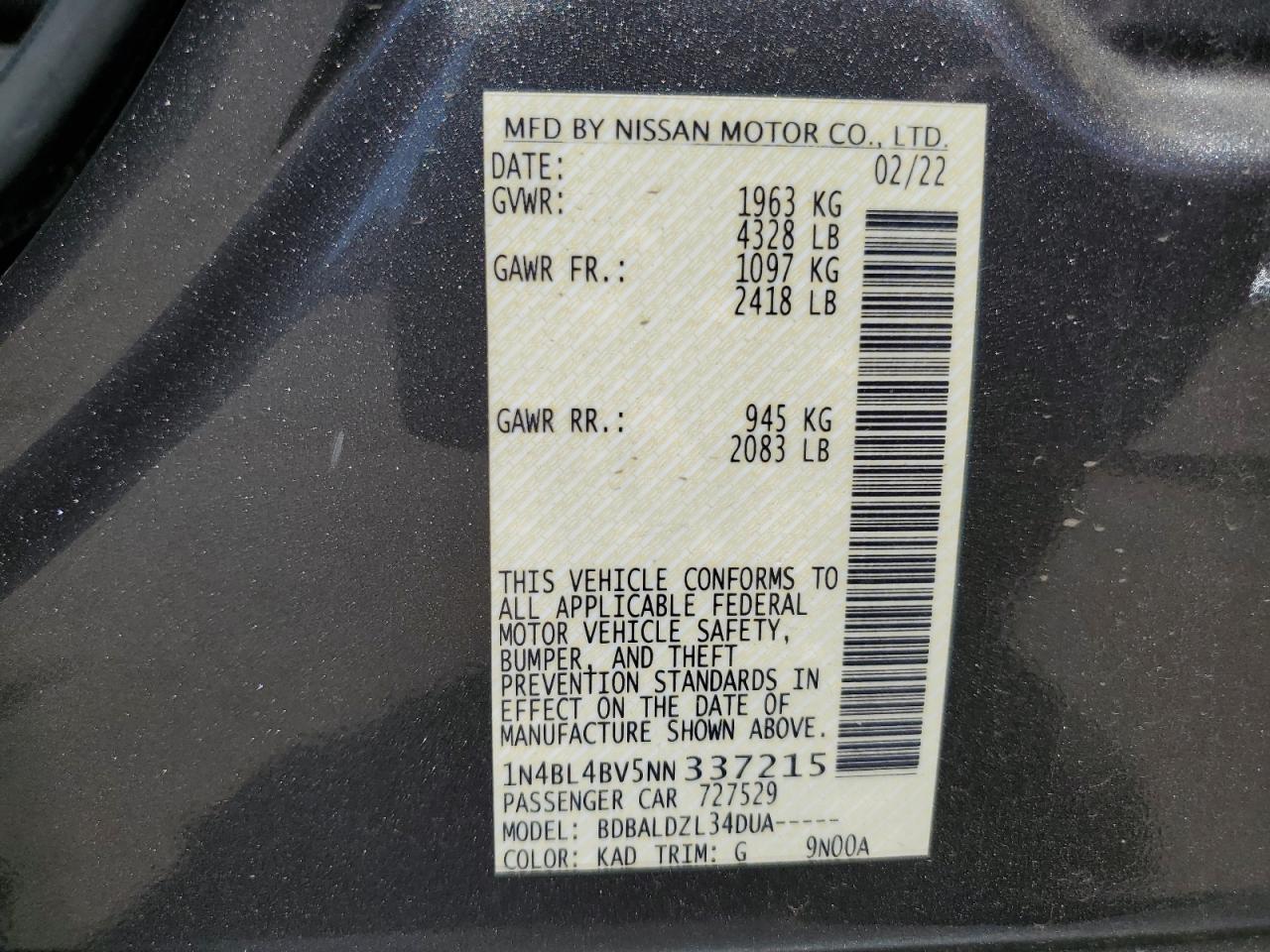 2022 NISSAN ALTIMA
