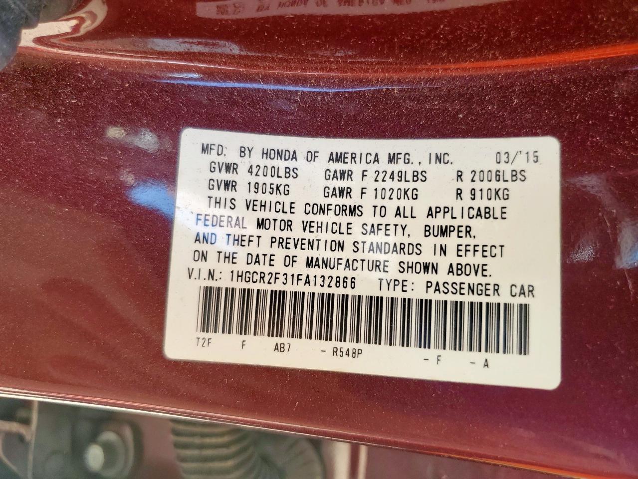 2015 HONDA ACCORD