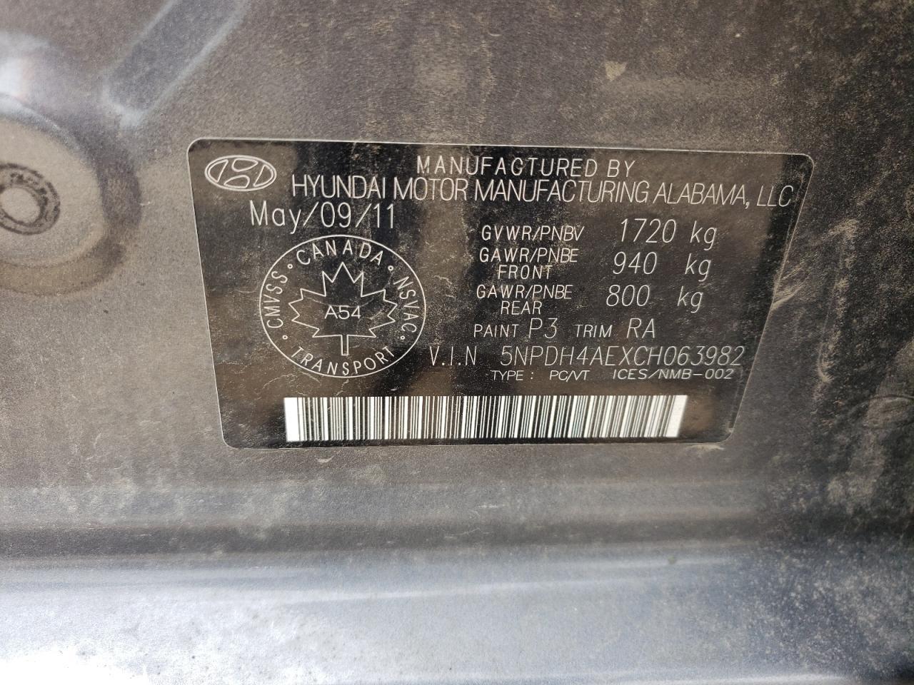 2012 HYUNDAI ELANTRA