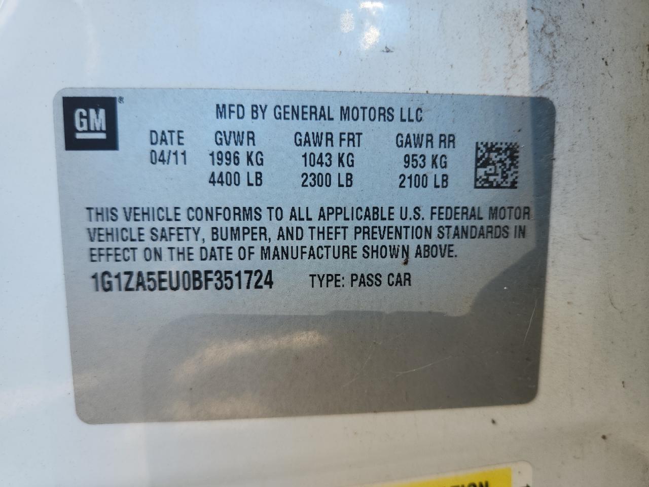 2011 CHEVROLET MALIBU